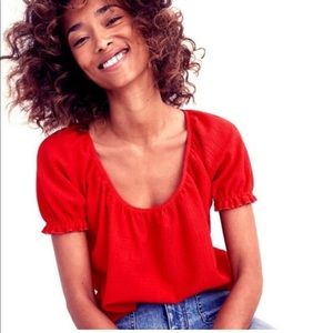 Madewell Texture & Thread Peasant Cropped Top In Reddish-Orange Womens Size XS